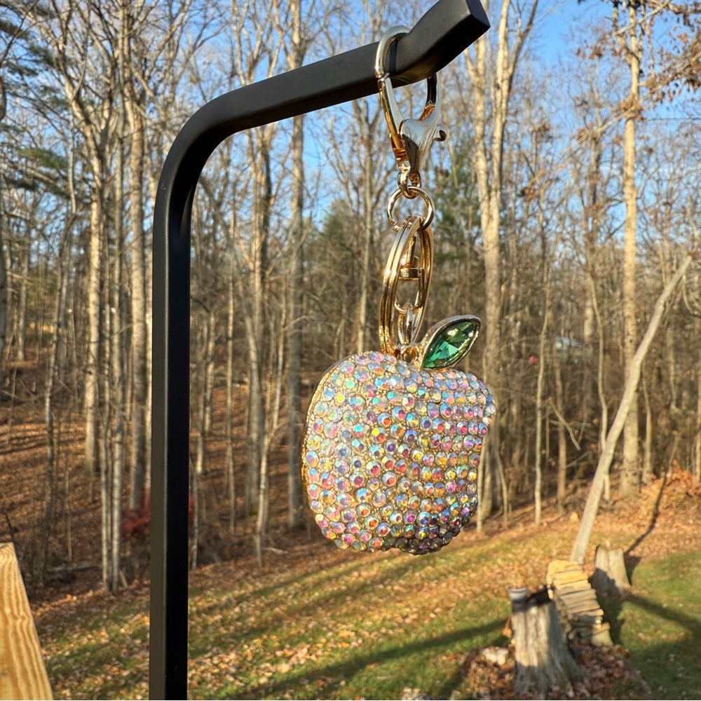 New Sparkling Apple Bag Charm/Keychain with Gold Accents